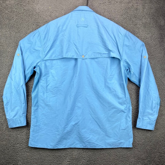 RAIL RIDERS Mens Long Sleeve Button Up Shirt L Blue Nylon Polyester Fly Fishing - Picture 6 of 7